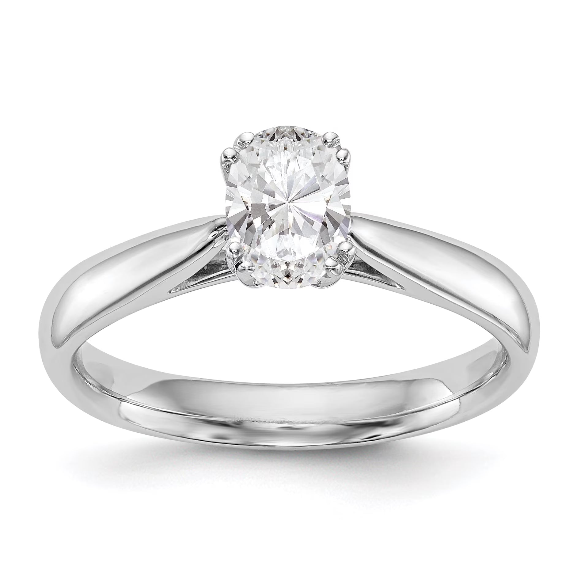 0.50ct CZ Solid 14K White Gold Oval Solitaire Engagement Ring I77103
