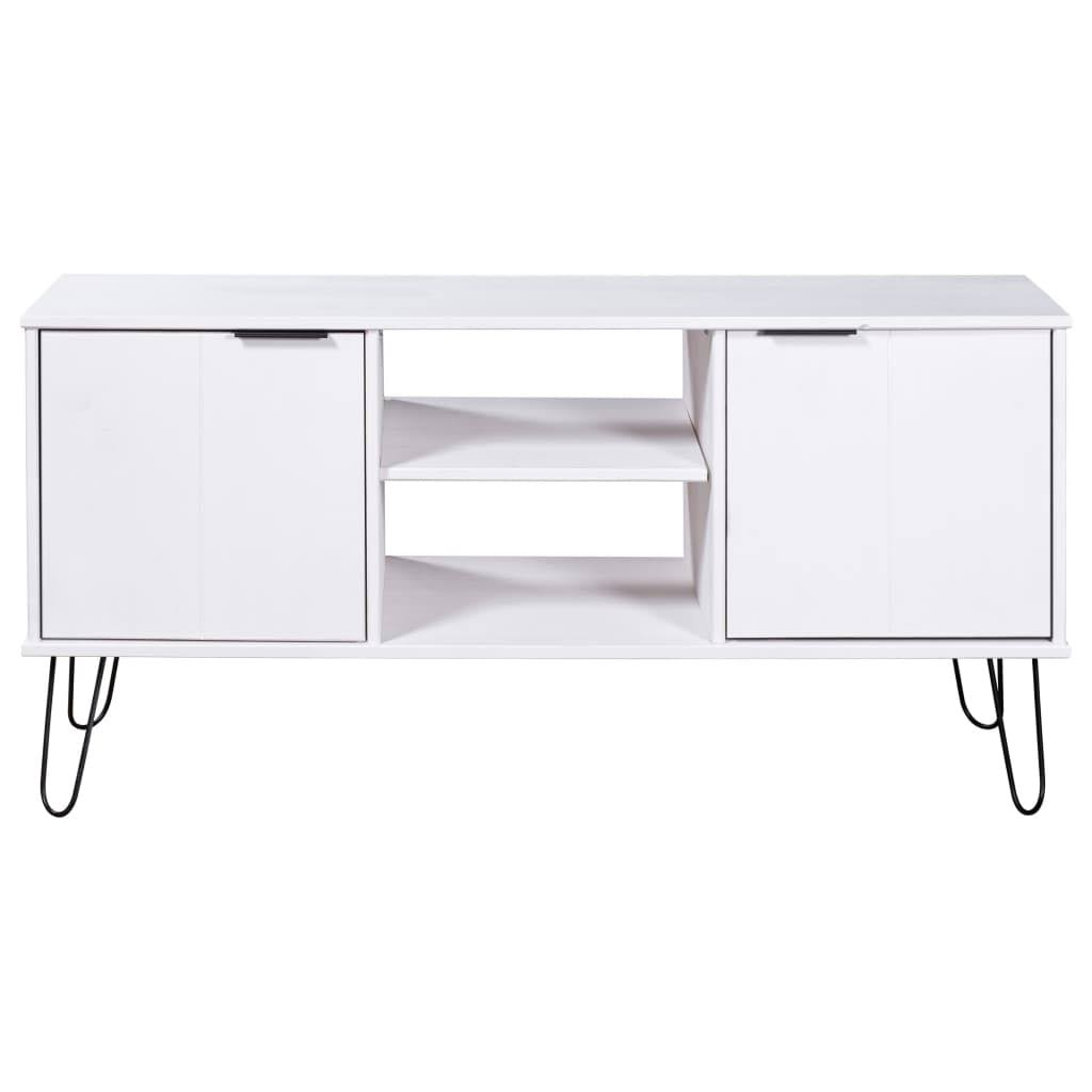 White and Light Wood Solid Pine Wood TV Cabinet U46606
