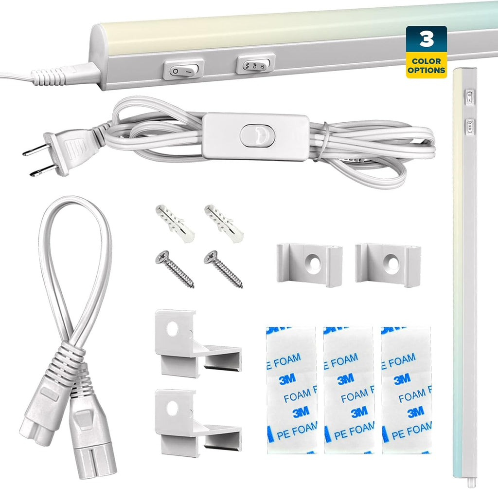 34 Inch LED Under Cabinet Light Kit, Plug in, Linkable, 3 Color Option, 12W, 1200 Lumens J97981