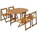 5 Piece Folding Outdoor Dining Set Solid Acacia Wood U833497