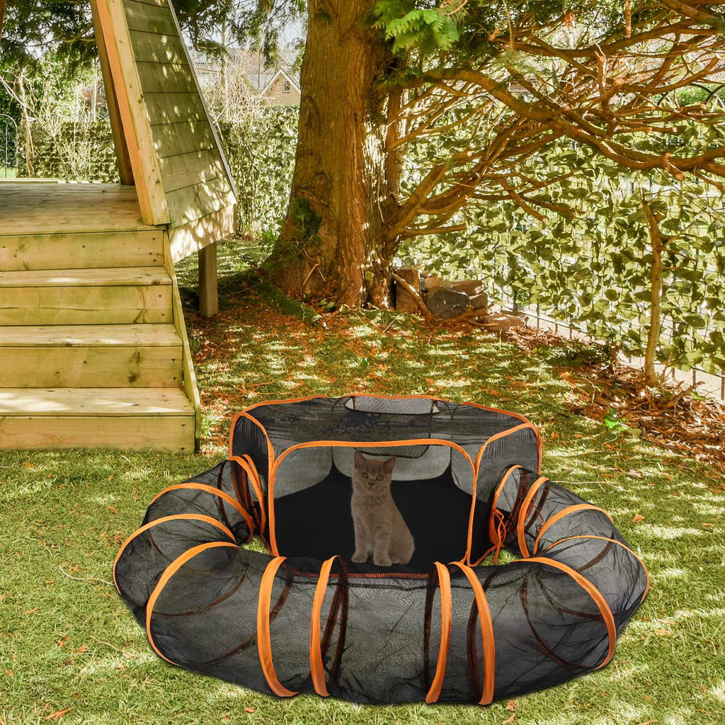 2 in 1 Foldable Pet Play Tent with Tunnel and Carry Bag, Black H9735
