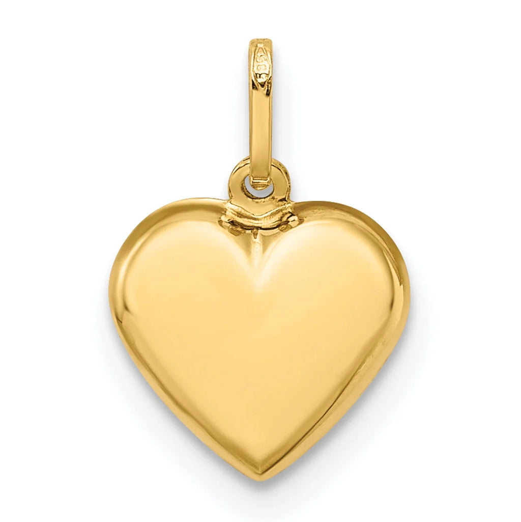 14K Yellow Gold Puffed Heart Charm Pendant N470