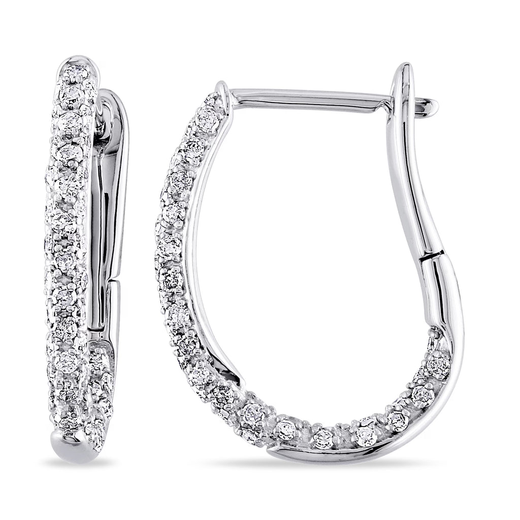 Oval Huggie Hoop Earrings in 10kt White Gold S52684