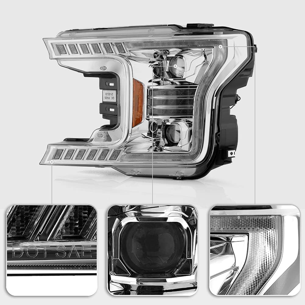 Halogen Chrome Amber LED Projector Headlights U8688