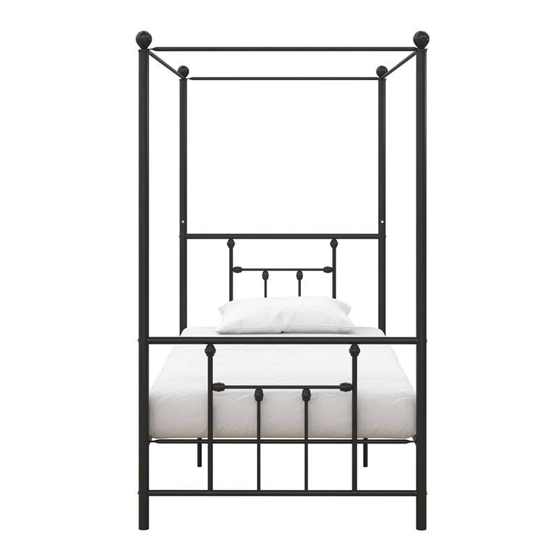 Twin Size Metal Canopy Bed Frame in Black E640