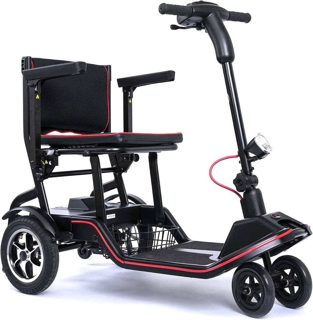 Black 4 Wheel Mobility Scooter with Arm Rests and Basket W393