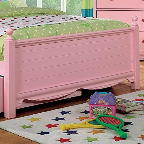 Pink Wood Panel Kids Full Bed with Trundle A96740