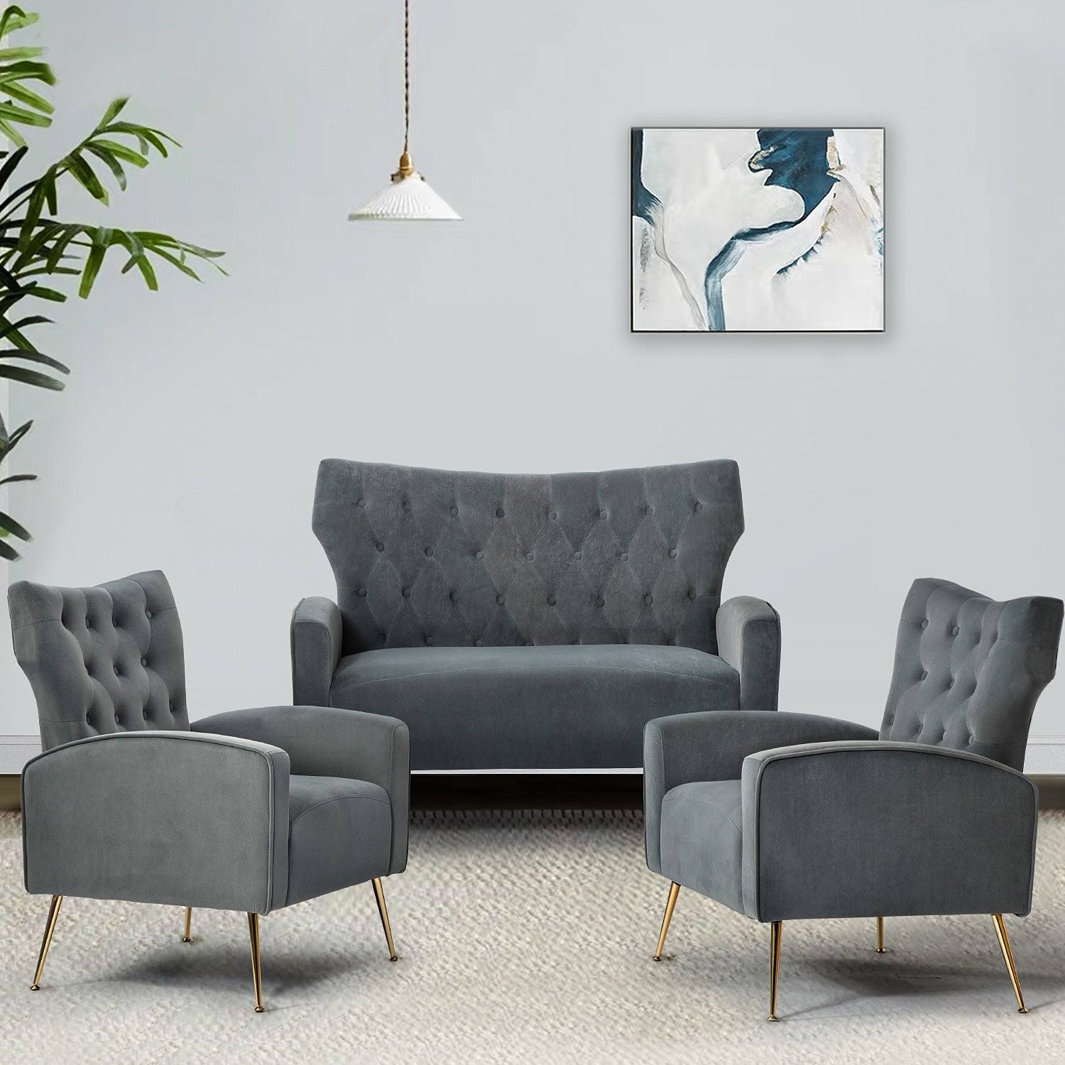 Grey Tufted Back Loveseat X143487