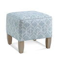 Gray and White Performance Stripe Square Ottoman M279