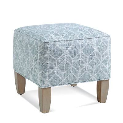 Gray and White Performance Stripe Square Ottoman M279