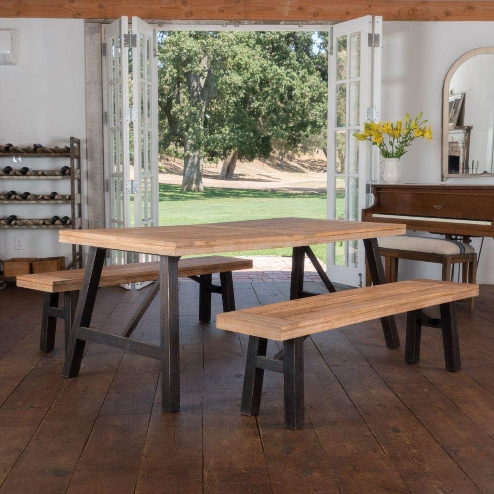 Brushed Grey Acacia Wood Dining Set M81688
