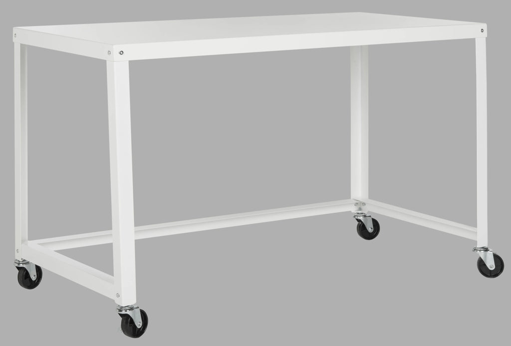 White Writing Desk with Casters A949243