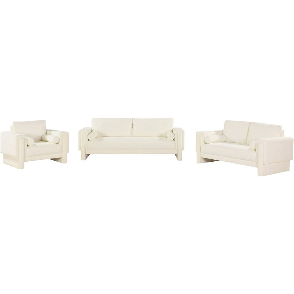 Cream Chenille Fabric Loveseat F3247