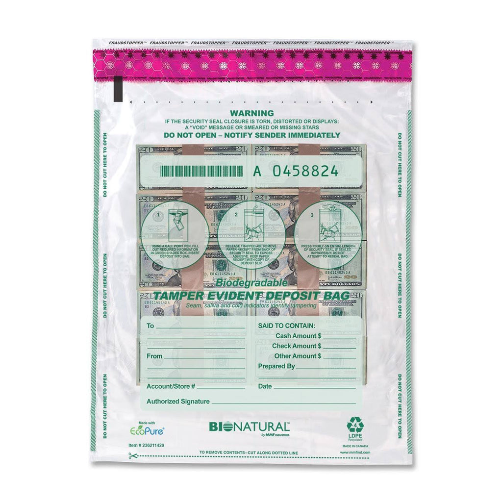 12 x 16 Clear Cash Bags, 100/Pack U859614