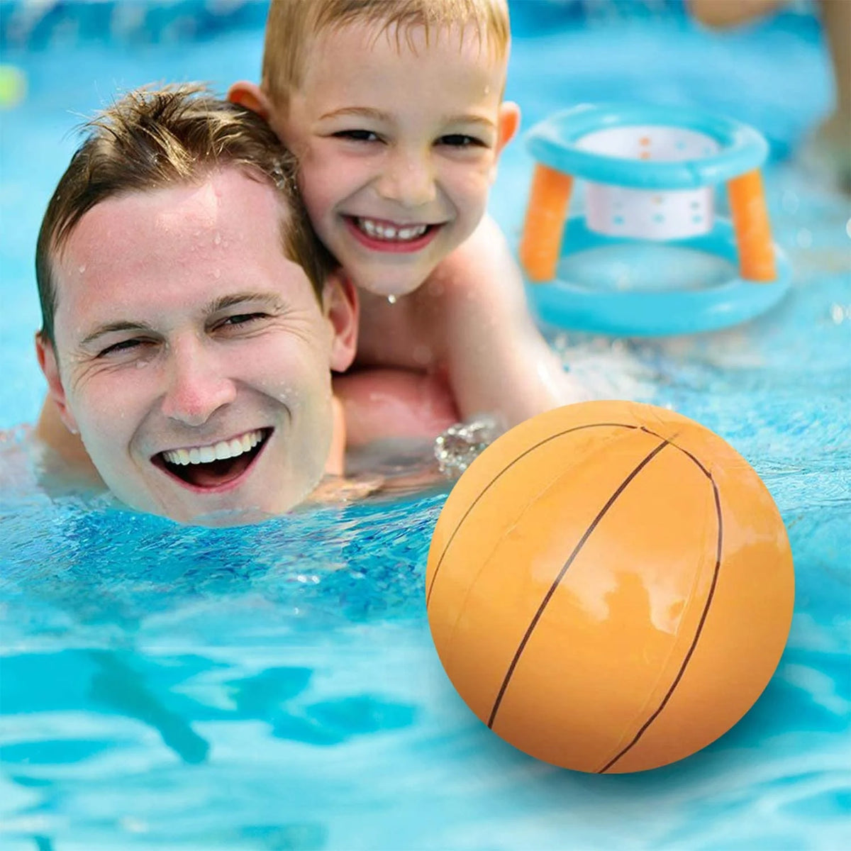 Lilac Inflatable Pool Volleyball Net Set Basketball Hoop with 2 Balls Large Size Outdoor Pool Games S3045