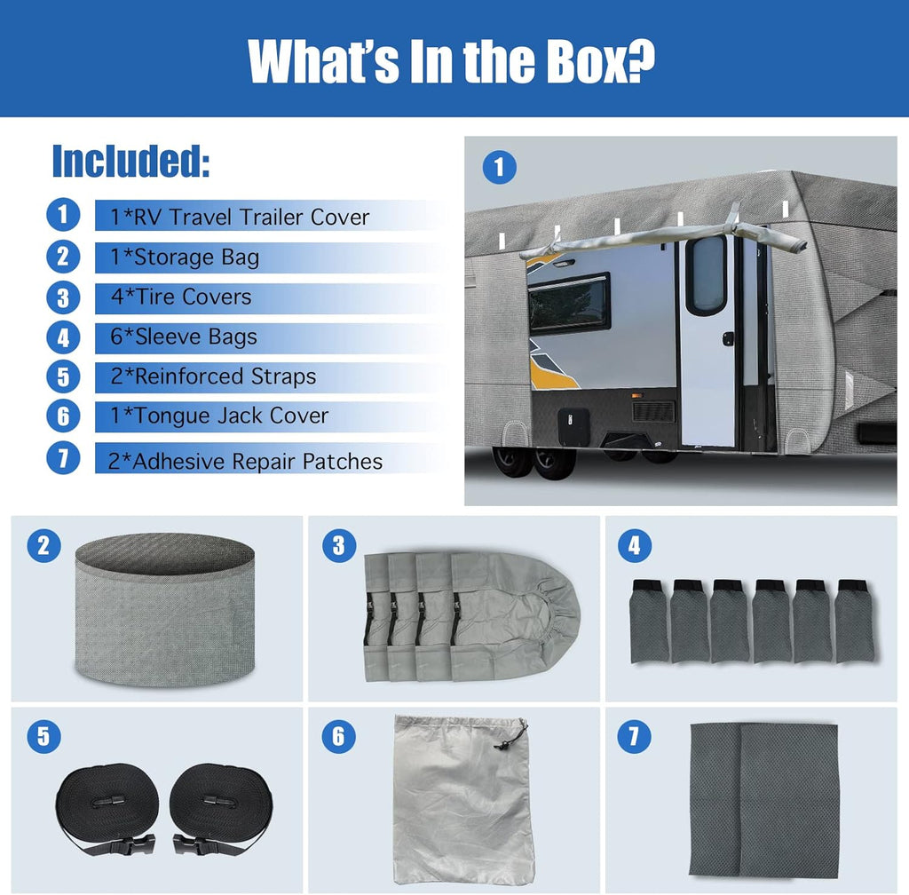RV Cover 6 Layers Windproof Anti-Scratch UV Resistant (22'1''-24) O629854