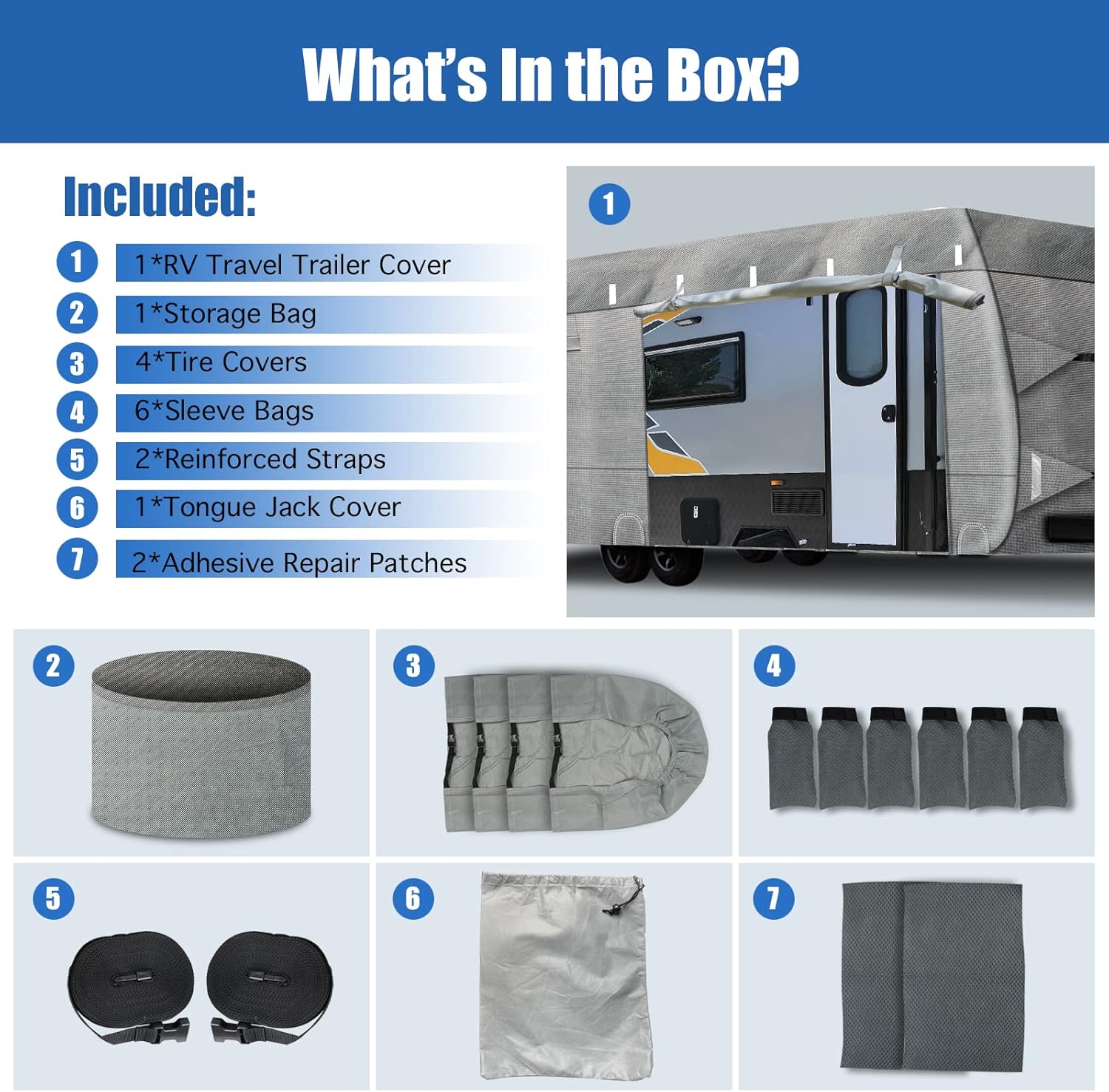 RV Cover 6 Layers Windproof Anti-Scratch UV Resistant (22'1''-24) O629854