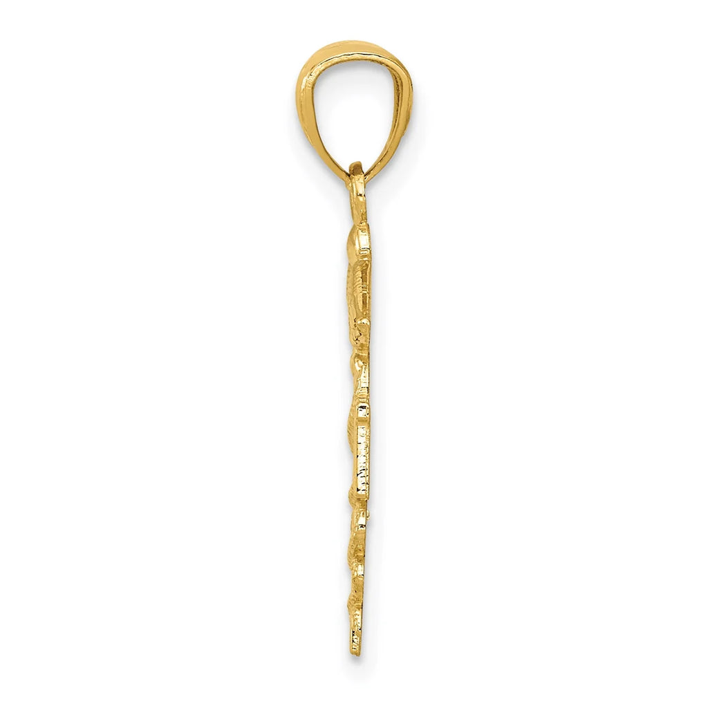 14K Yellow Gold Diamond-Cut Nurse Pendant Charm with 10K Yellow Gold Rope Chain Necklace 20'' R962