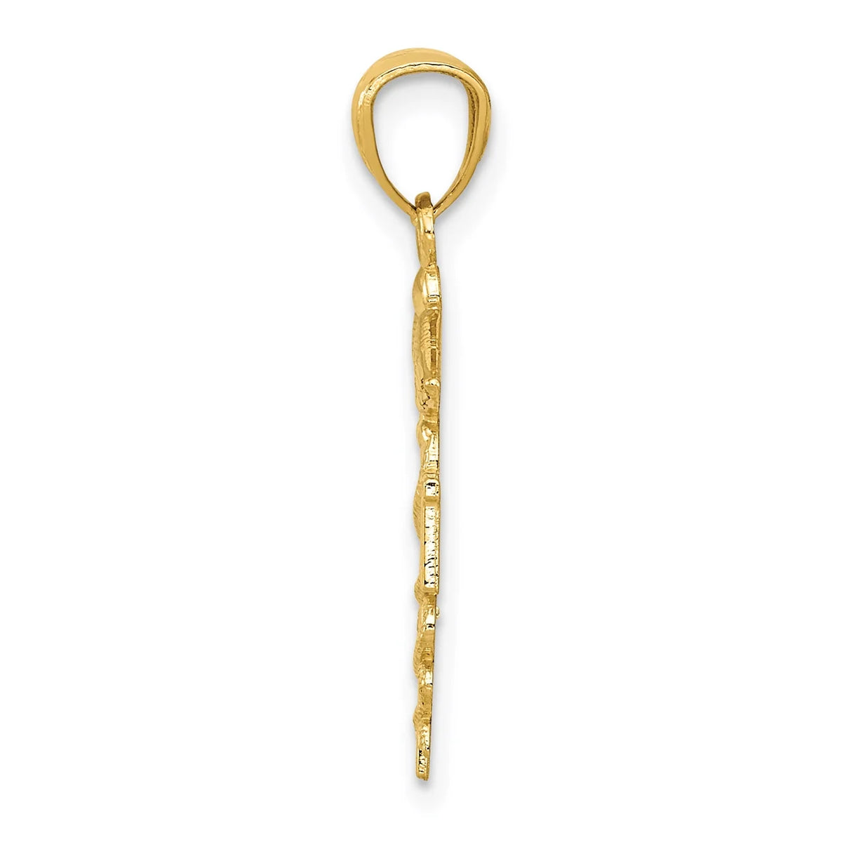 14K Yellow Gold Diamond-Cut Nurse Pendant Charm with 10K Yellow Gold Rope Chain Necklace 20'' R962