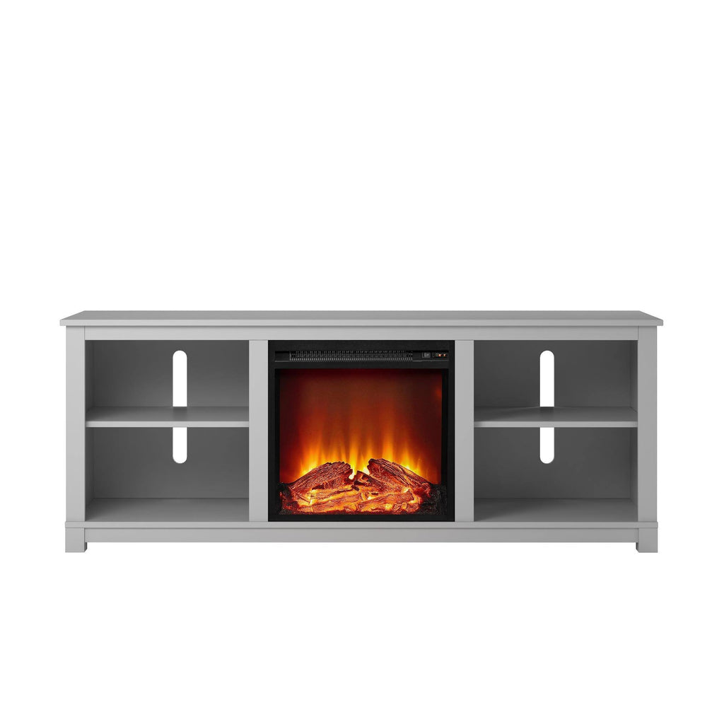 TV Console with Fireplace in Dove Gray R7037