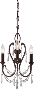Mini Candle Crystal Chandelier, 3-Light, Vintage Bronze G81597