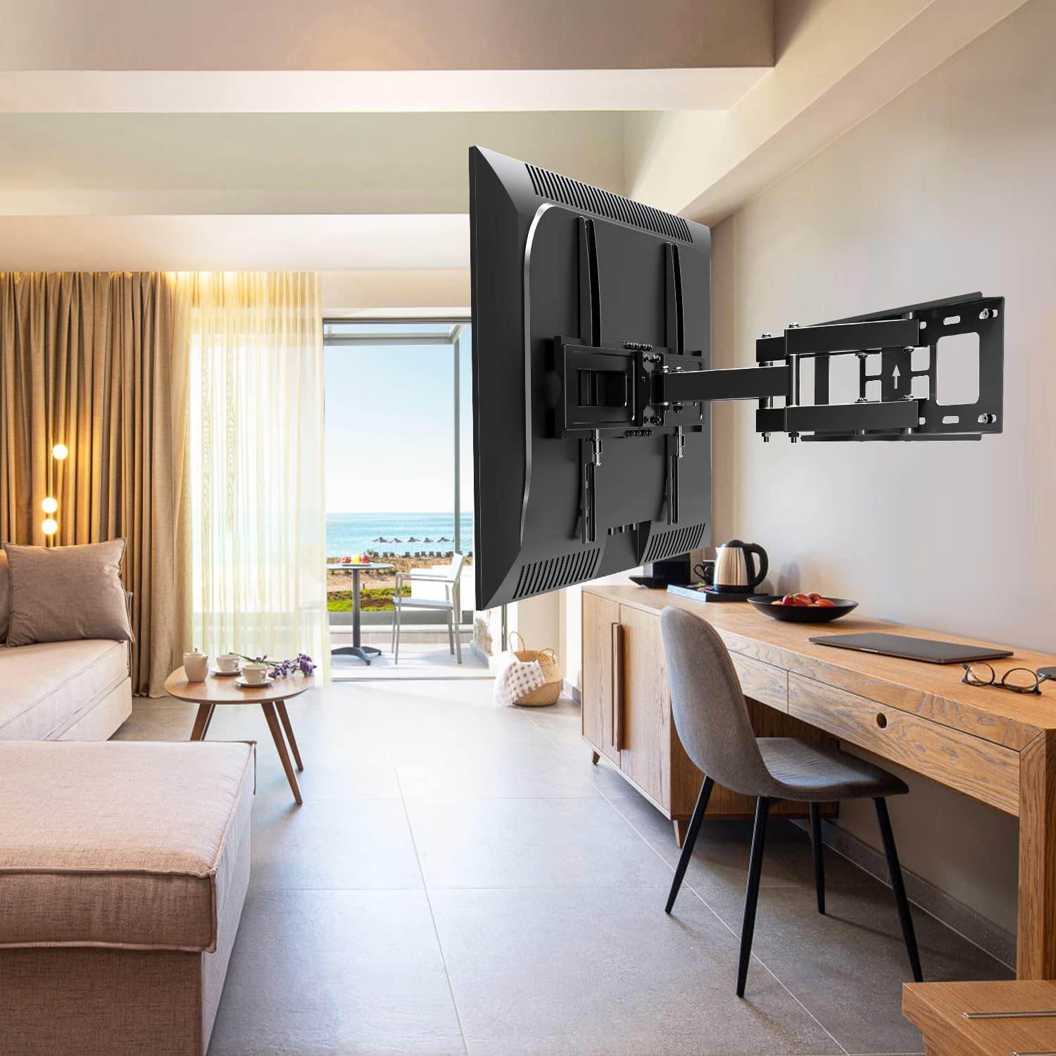 TV Wall Mount for 37-75 Inch Flat Screen TVs, Swivel and Tilt Full Motion, Max VESA 600x400mm, 99 lbs, Pack of 2 B8495