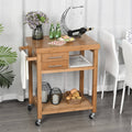 Bamboo Rolling Kitchen Island Trolley Utility Cart with 2 Storage Drawers L674