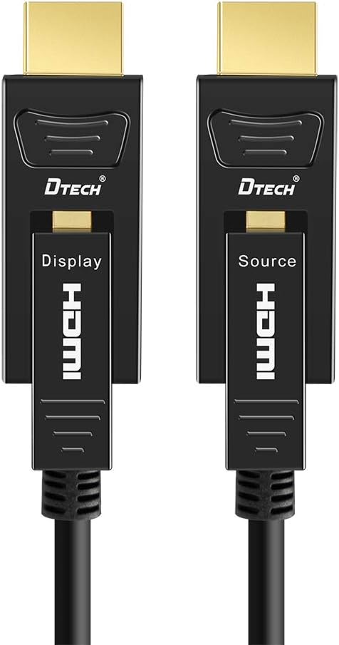 Fiber Optic HDMI Cable 50 Feet Ultra HD 4K 60Hz 18Gbps High Speed with Dual Micro HDMI and Standard HDMI Connector D761294