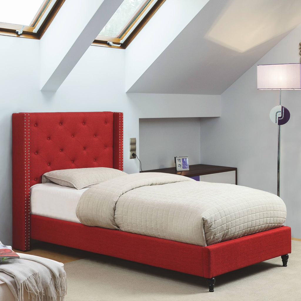 Queen Warm Grey Linen-Like Platform Bed P726517