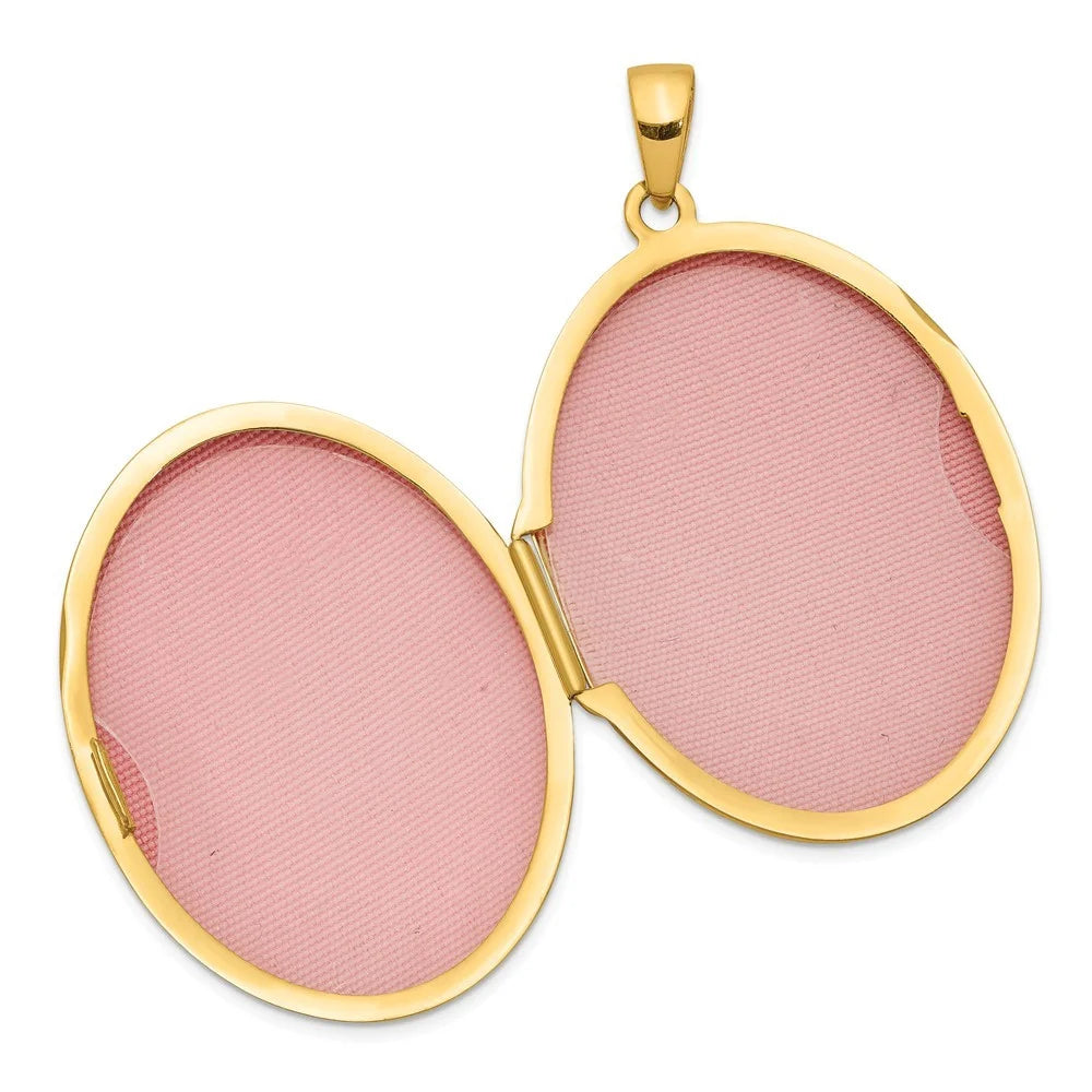 14k Gold Oval Locket Pendant Necklace H397