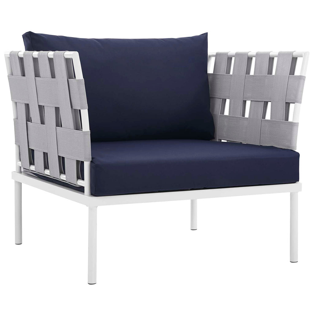 Navy Blue White 10 PCS Rattan Sectional Sofa Set B621