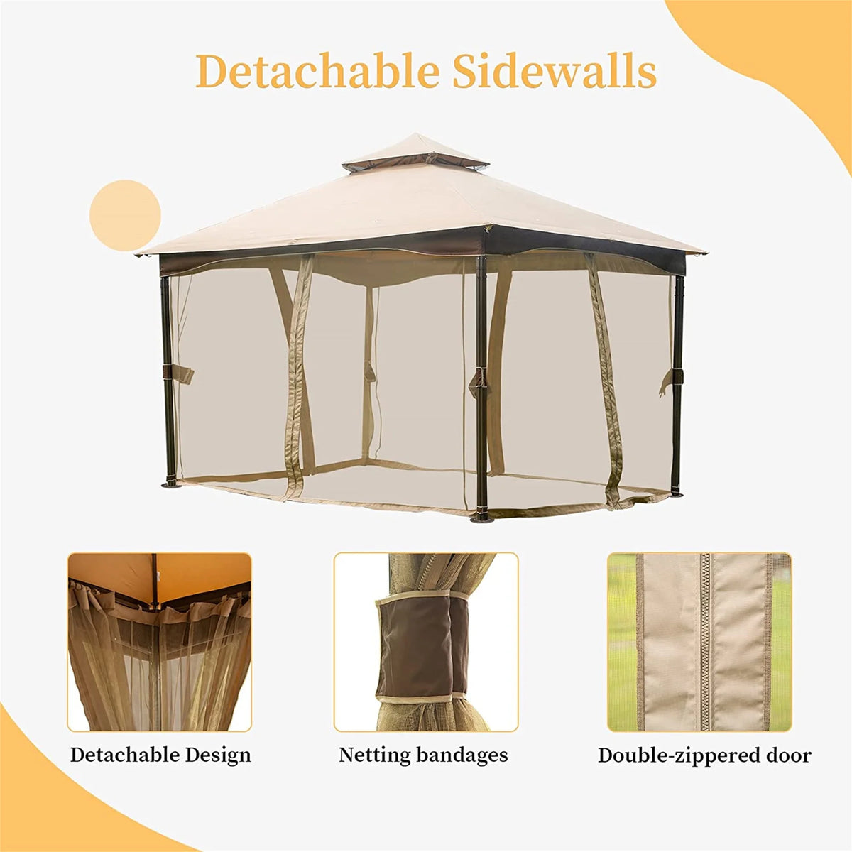 Outdoor Gazebo with Mosquito Netting W114074