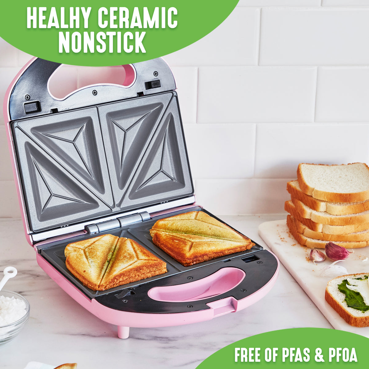 Pink Sandwich and Waffle Maker C715136