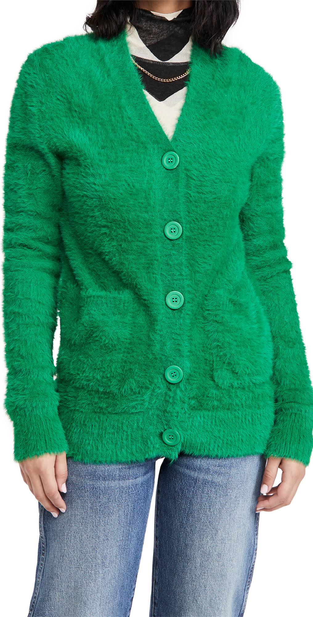 Green Fuzzy Cardigan S746
