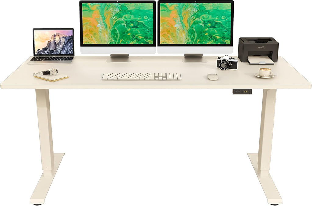 55 Inch Electric Adjustable Height Standing Desk, Walnut Q70467