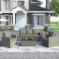 5 Piece Rattan Sectional Seating Group with Cushions and Table M89064