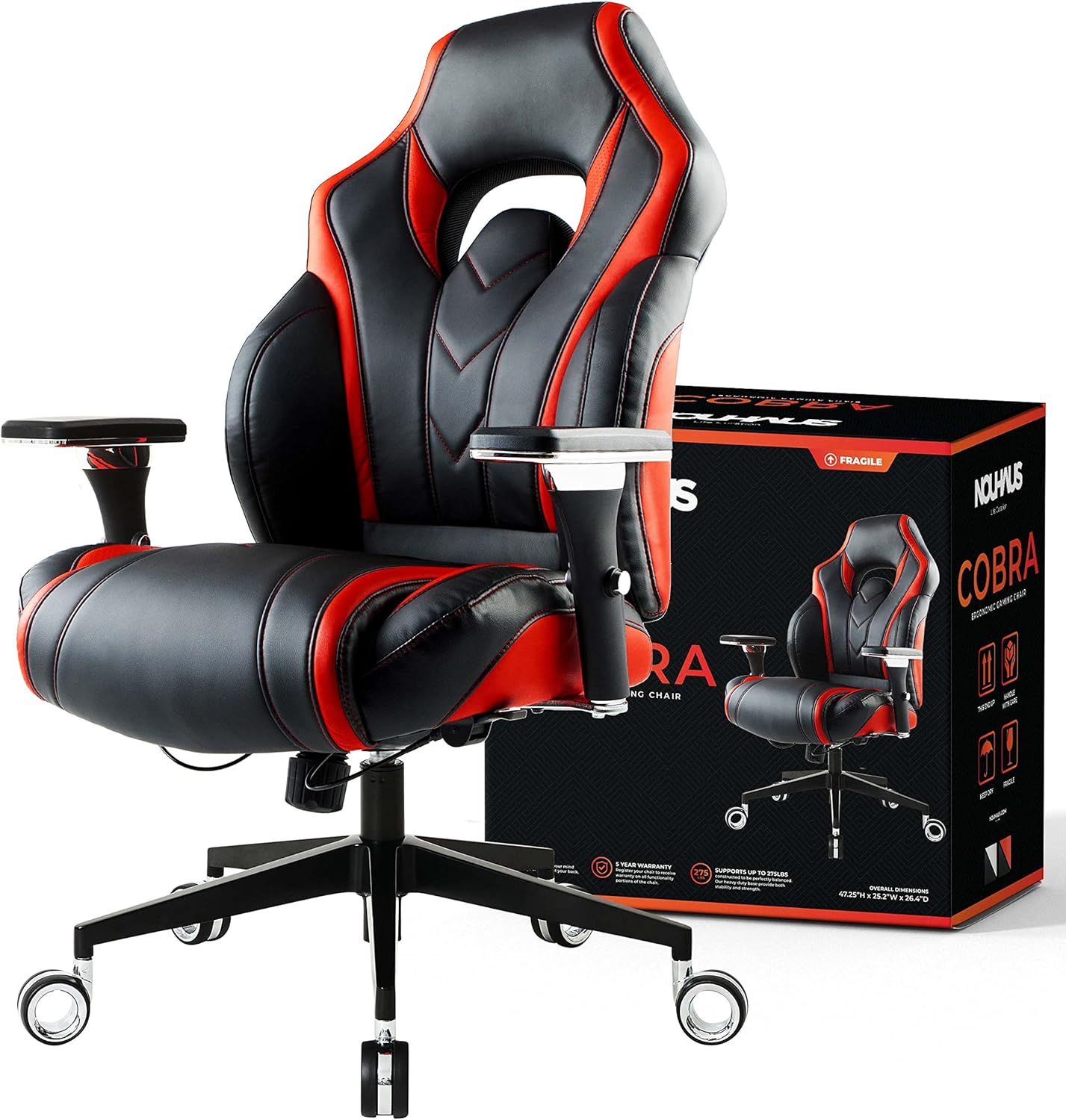 Ergonomic Racing Gaming Chair (Red/Black) B196