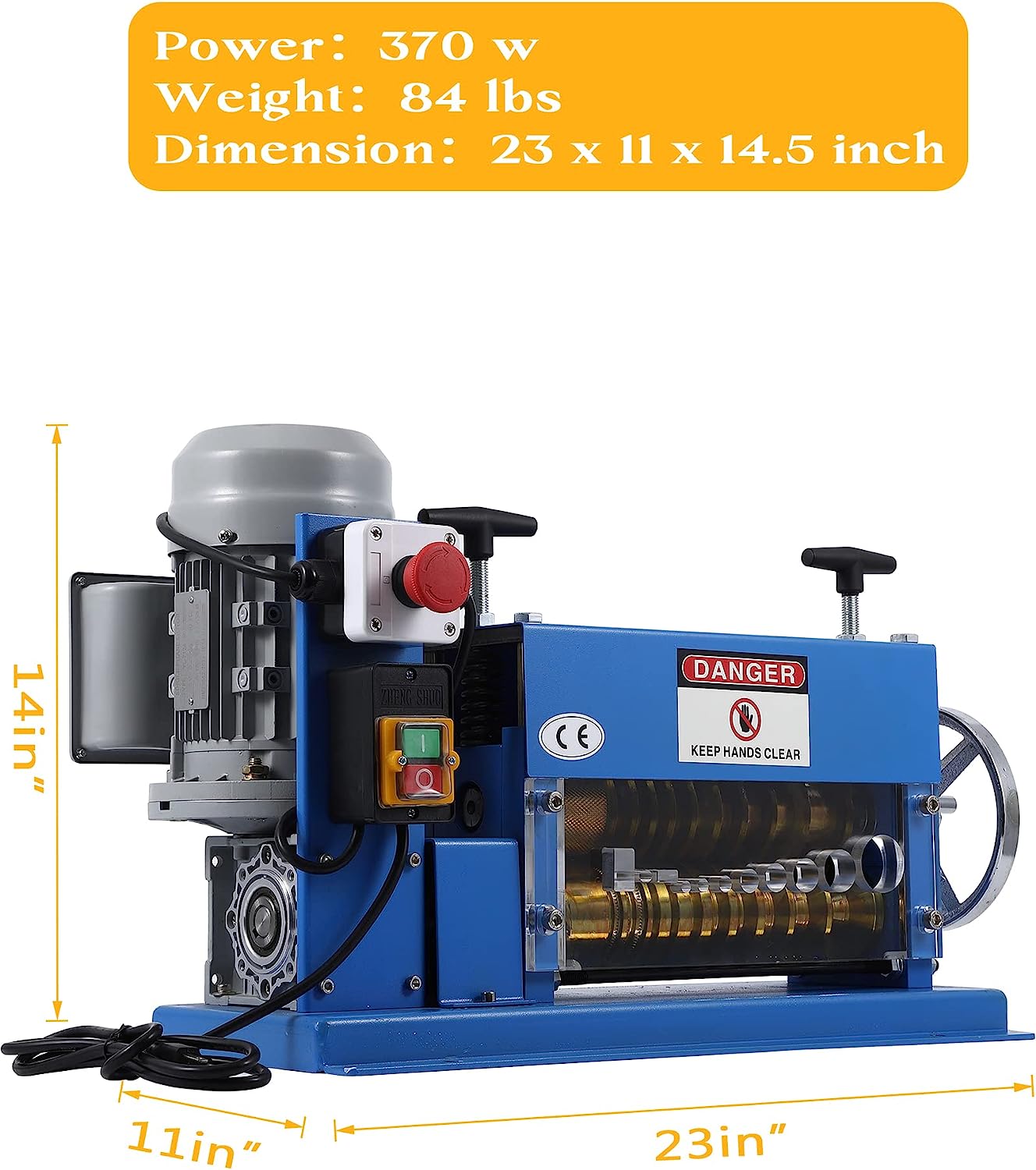 Automatic Wire Stripping Machine for 0.06" -1.5", 75 ft/min, with Extra Manual Crank V835