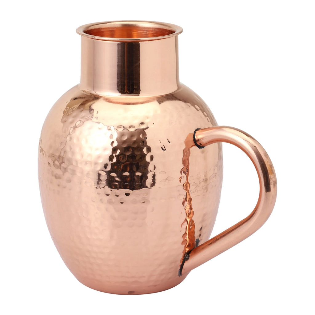 Copper Pitcher with Bowl, Hammered Jug, 50.7 US Fl Oz (1.5 Lt.) T4067