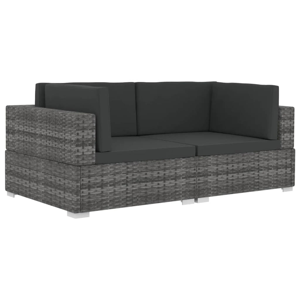 Gray Poly Rattan Patio Sofa Set with Cushions L5616