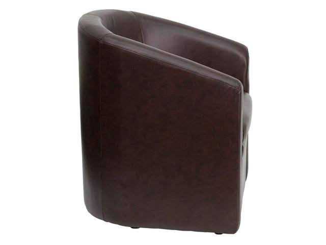 Brown Leather Barrel-Shaped Guest Chair V2475