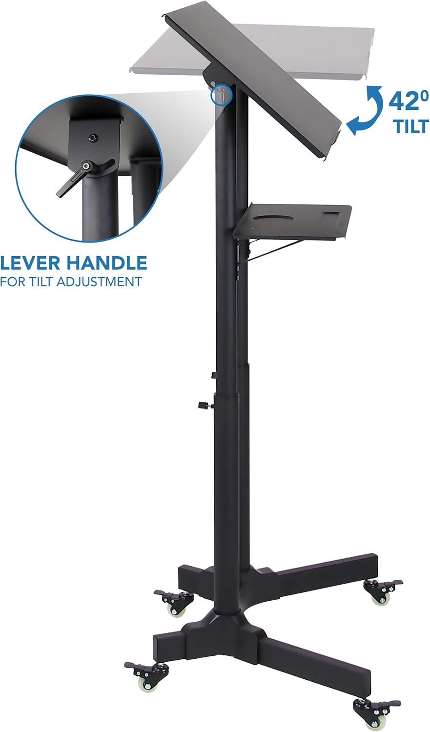 Mobile Standing Height Desk with Caster Wheels U292