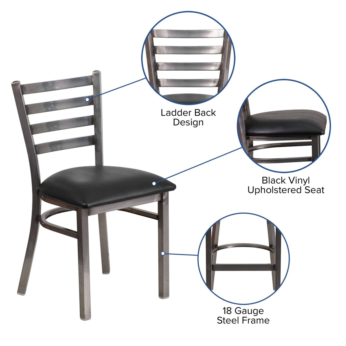 Black Vinyl Seat Metal Restaurant Chair S398783