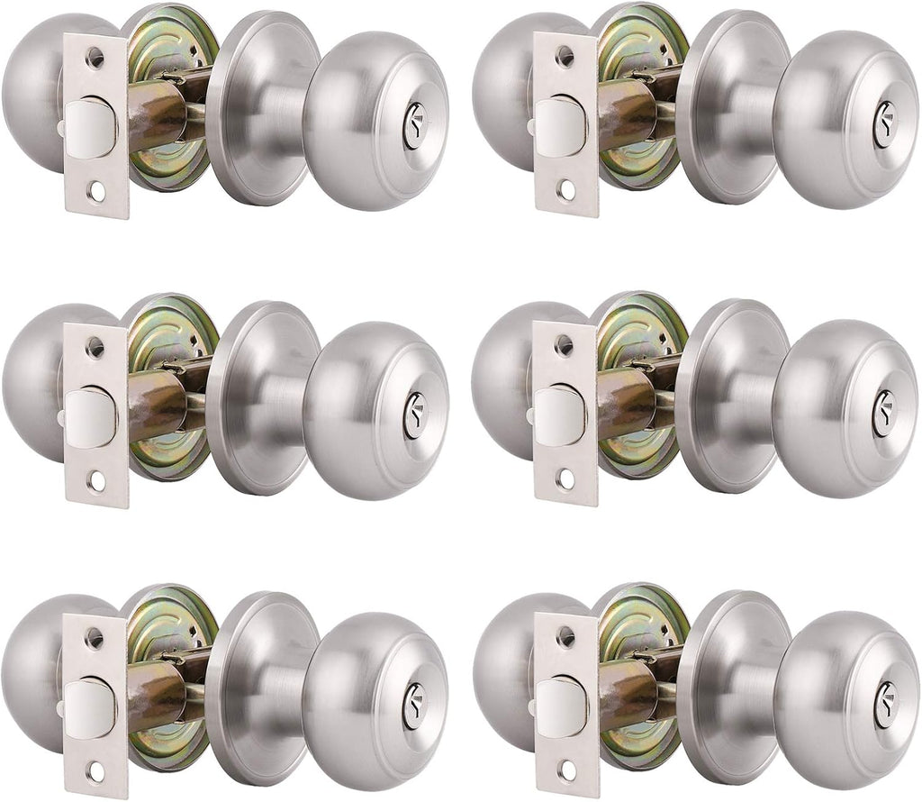 6 Pack Satin Nickel Stainless Steel Privacy Door Knobs F78187