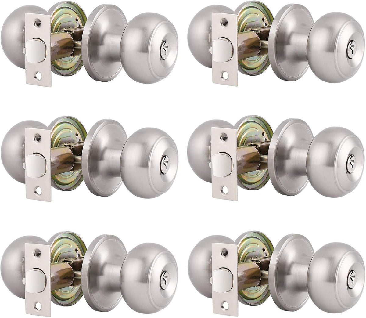 6 Pack Satin Nickel Stainless Steel Privacy Door Knobs F78187