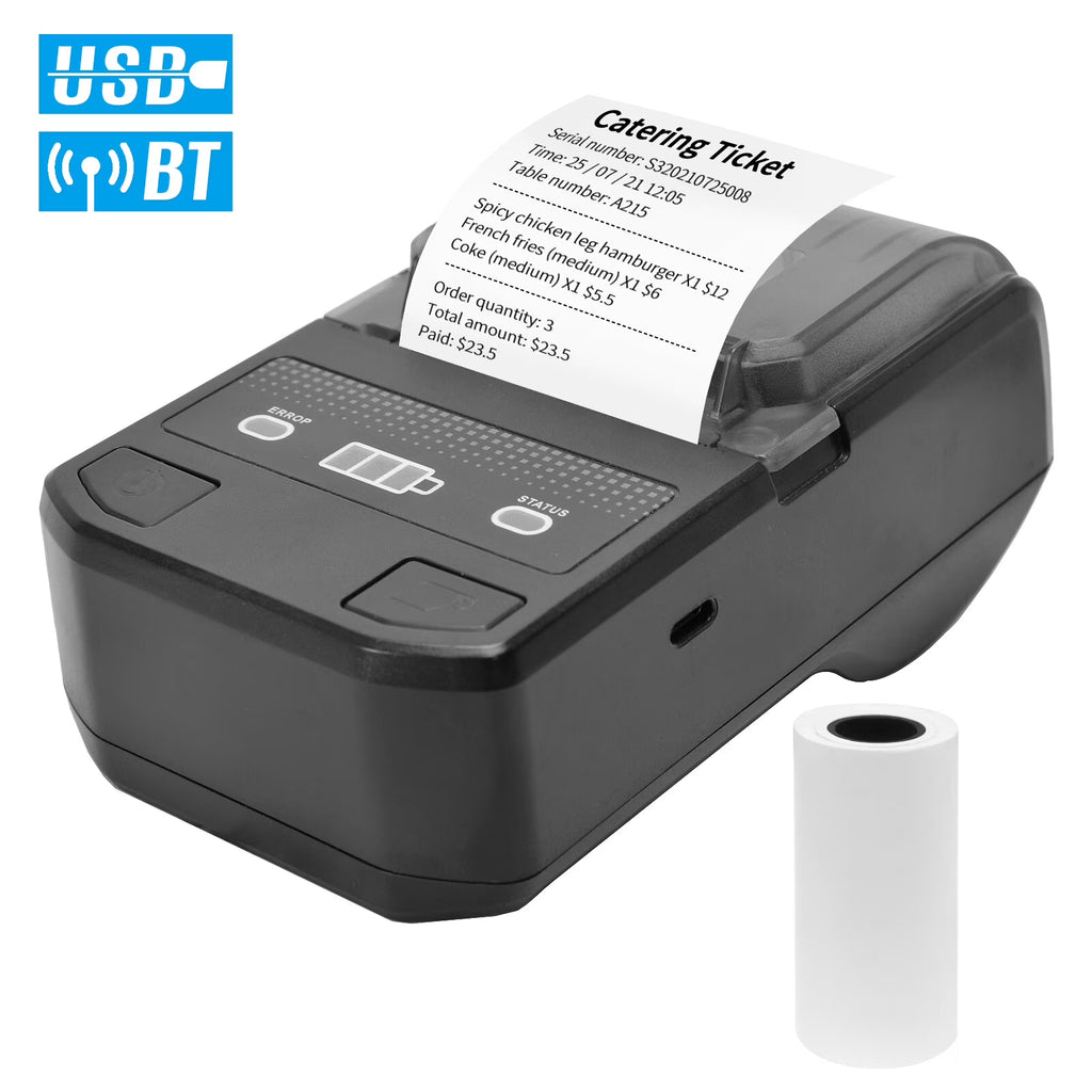 Thermal Receipt Printer with Battery Support ESC/POS Portable 58mm Wireless BT Z320