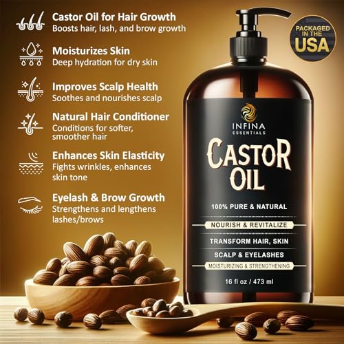 16 fl oz Cold Pressed Castor Oil in Glass Bottle E80067