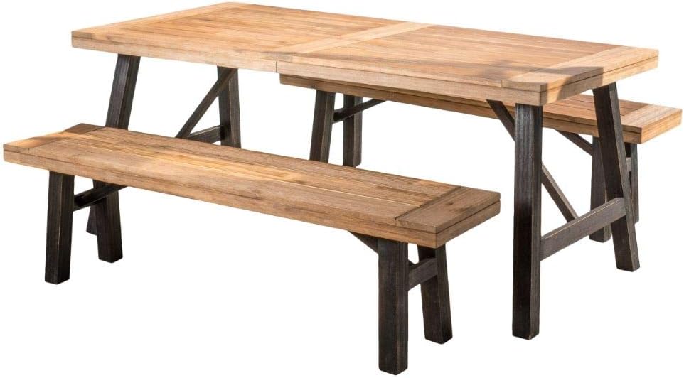 Brushed Grey Acacia Wood Dining Set M81688