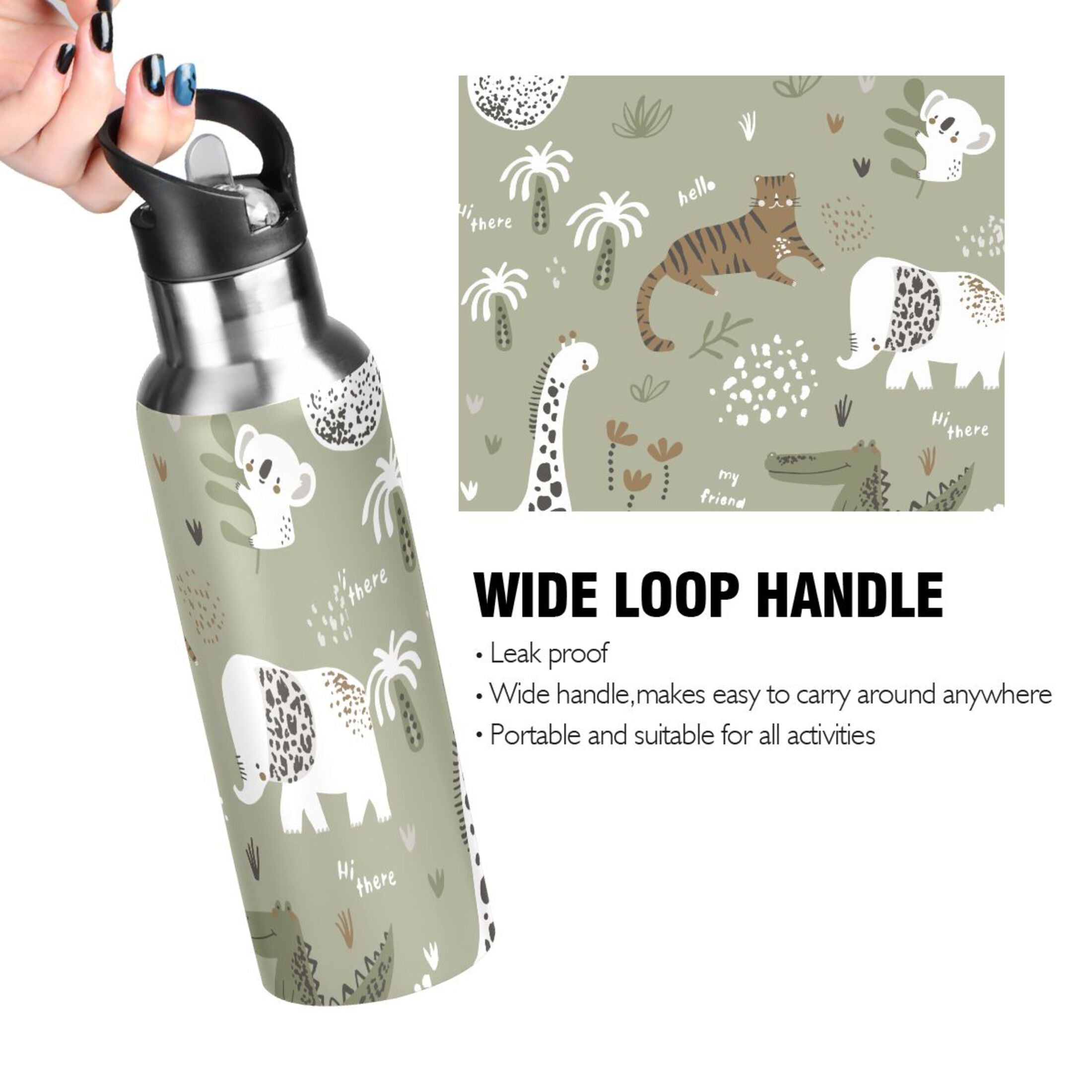 Green Vacuum Insulated Stainless Steel Water Bottle 20 OZ W98917