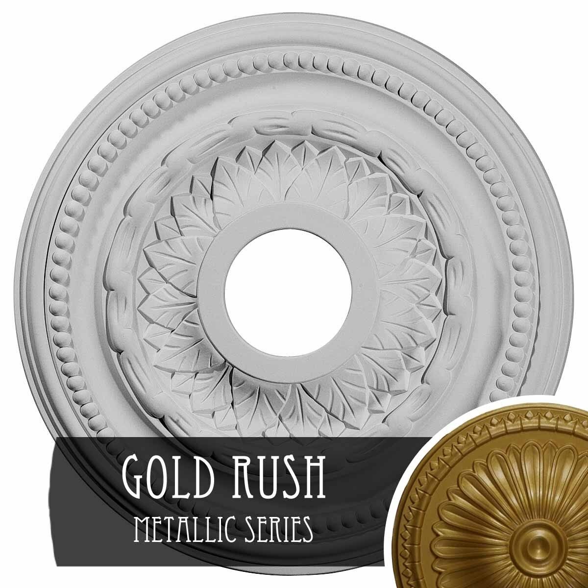 15 3/4x22OD x 3 1/4x22ID x 1x22P Hand-Painted Gold Ceiling Medallion E605